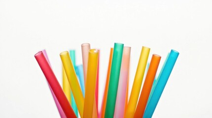 Fototapeta premium Colorful Plastic Straws Isolated on White Background