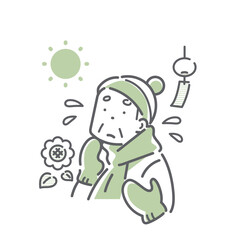 認知症を患う高齢者　シンプルでお洒落な線画イラスト