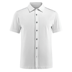 White short-sleeve button-down shirt, studio shot, apparel mockup