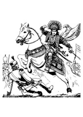 Indigenous Warrior Portrait – Tribal Line Art Illustration