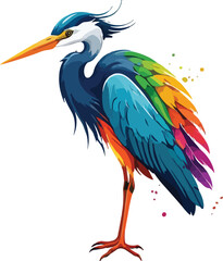 Colorful Heron vector design, Heron logo, icon Design, Heron Illustration vector design