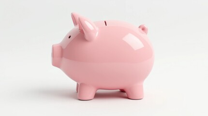 Obraz premium Pink Piggy Bank with Coin Slot on White Background