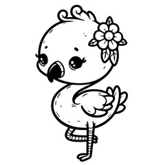 vector illustration of a flamingo with a flower