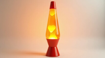 Glowing Orange Lava Lamp with Floating Wax on White Background