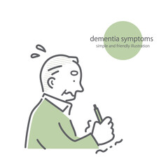 認知症を患う高齢者　シンプルでお洒落な線画イラスト