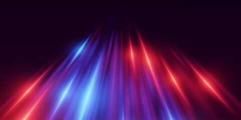Obraz premium Neon light and high speed light lines. Vector illustration