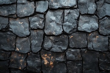 Obraz premium Textured Black Rock Wall with Natural Patterns and Variations for Background Use in Design
