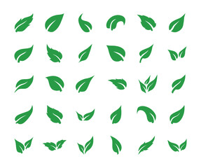 Set of leaf icon symbol vector on white background