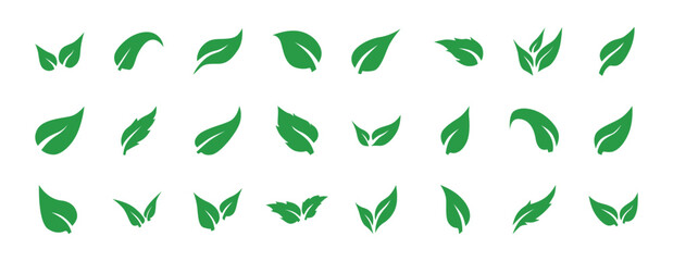 Set of leaf icon symbol vector on white background