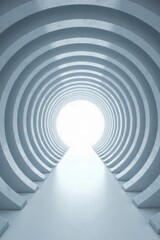 Obraz premium Abstract Light at the End of a Concentric Corridor of Smooth Arched Walls