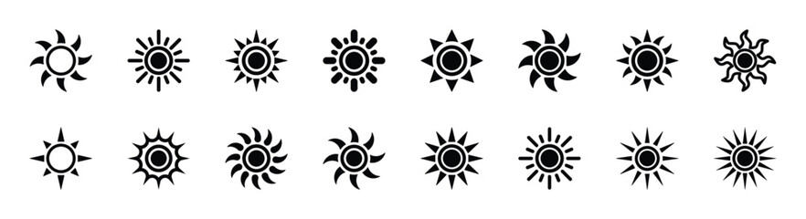 Set of sun icon symbol vector on white background