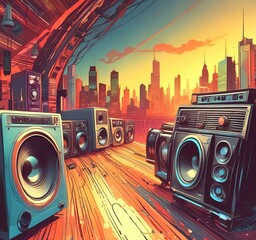 Fototapeta premium Illustration of sound background.