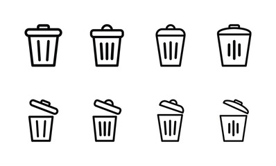 Set of trash can icon symbol vector on white background