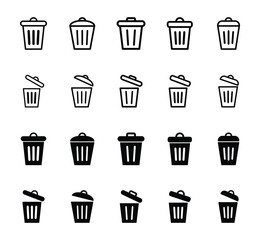 Set of trash can icon symbol vector on white background