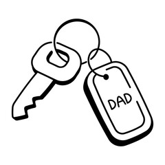 A hand drawn icon of car key 
