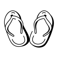 A hand drawn icon of flip flops 
