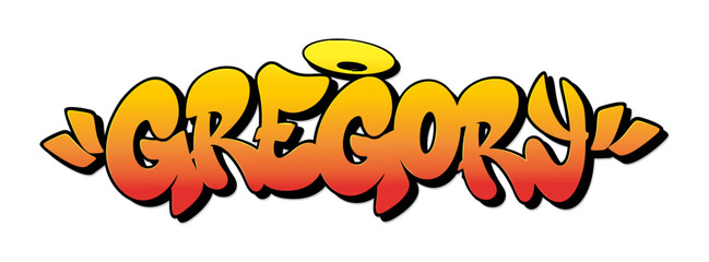 Gregory name in graffiti style. Vector illustration.