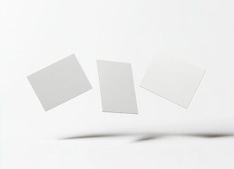 Floating white paper sheets in minimalistic space
