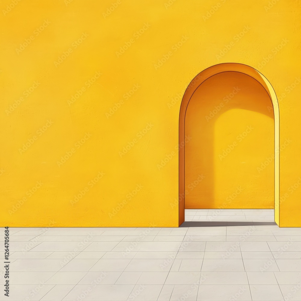 Aufkleber a yellow wall with a large archway in the middle. the archway is the only thing visible in the image
