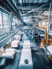 Fototapeta premium Paper Rolls on Conveyor Belt