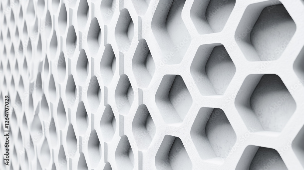 Poster geometric elegance of a white honeycomb pattern creating depth and texture in modern architecture