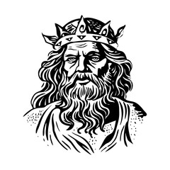 A vintage style illustration of jupiter god