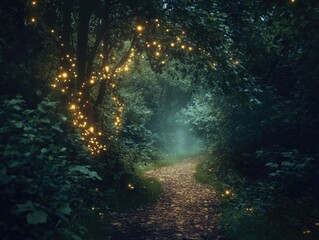 Fototapeta premium Path in lush green forest