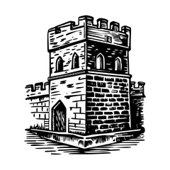 Vintage illustration of siege tower