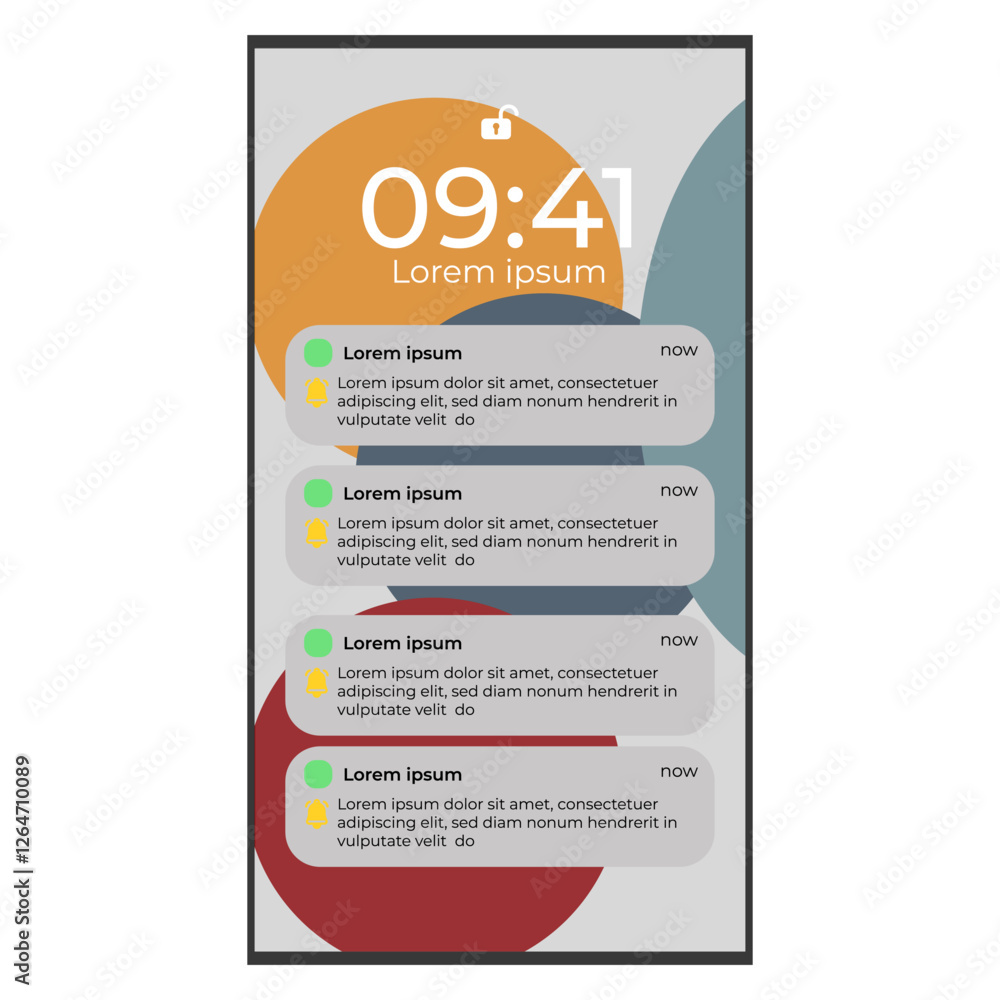 Poster ui notifications on your phone. iphone new message notification. concept on realistic iphone mockup.