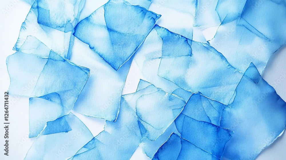 Poster shades of blue create an abstract masterpiece of layered transparency and texture in a serene arrang
