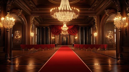 Fototapeta premium Grand Palace Ballroom Red Carpet Interior