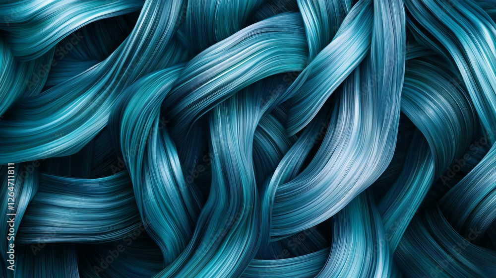 Poster waves of teal intertwine in a mesmerizing dance of texture and color