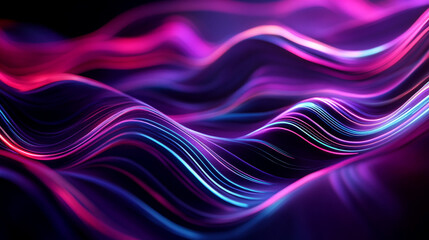 Vibrant waves of color dance across a dark canvas, creating an artistic display of light and movement in a captivating spectacle