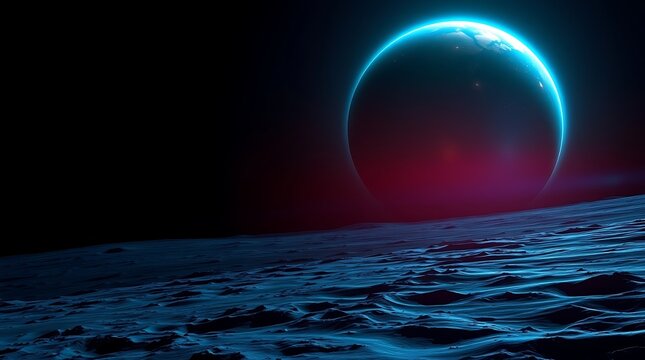 Earth from the moon, space view fo earth with dark background 