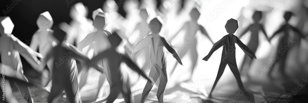 Poster an artistic representation of interconnected paper figures, creating a sense of community and unity 
