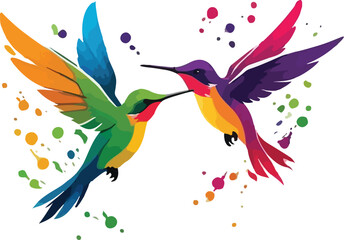 Obraz premium Colorful Hummingbird vector design, Heron logo, icon Design
