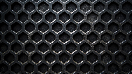 Textured black honeycomb pattern showcasing intricate design and industrial aesthetics in a modern setting