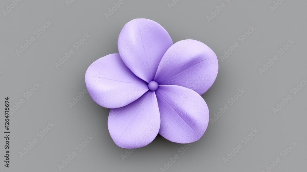 Poster a vibrant 3d periwinkle flower in violet with a soft gradient effect.