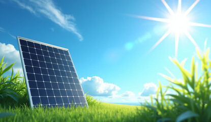 Blue sky and solar panels. Sustainable.