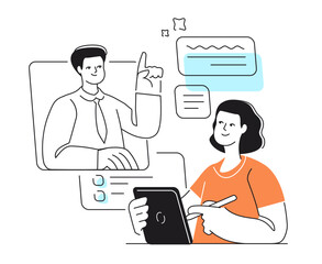 Fototapeta premium Online consultation. Support services and business communication in company