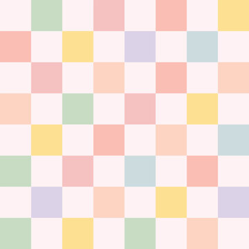 Fototapeta Cute spring seamess pattern checkered pastel backdrop. Beautiful abstract Easter geometric print wallpaper
