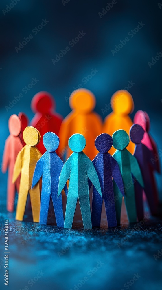 Poster an array of colorful paper figures forms a collective which embodies the essence of community and co