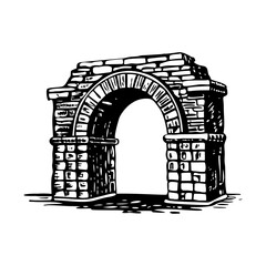 Fototapeta premium A sketchy style illustration of vintage stone archway