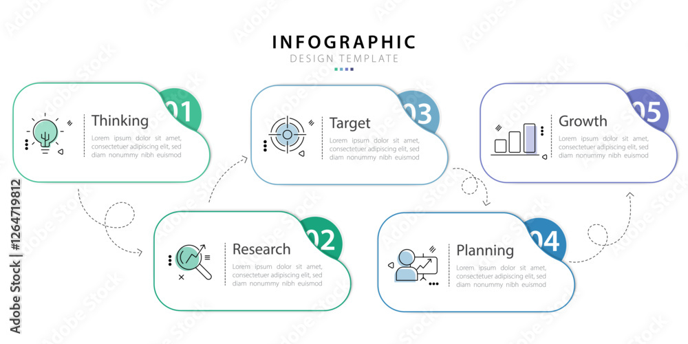 Leinwandbilder timeline creator infographic template. 5 step timeline journey, calendar flat simple infographics de