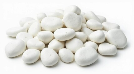 Fototapeta premium Smooth White Pebbles Isolated on White Background