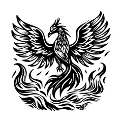 Vintage illustration of a phoenix rising