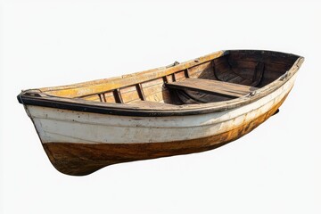 Old wooden boat floating