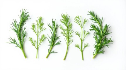 Fototapeta premium Fresh Dill Sprigs Isolated on White Background
