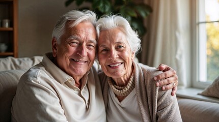 Happy Elderly Couple Relaxing at Home