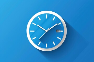 Business clock icon in flat style with a minimalist timer, set against a vibrant blue background